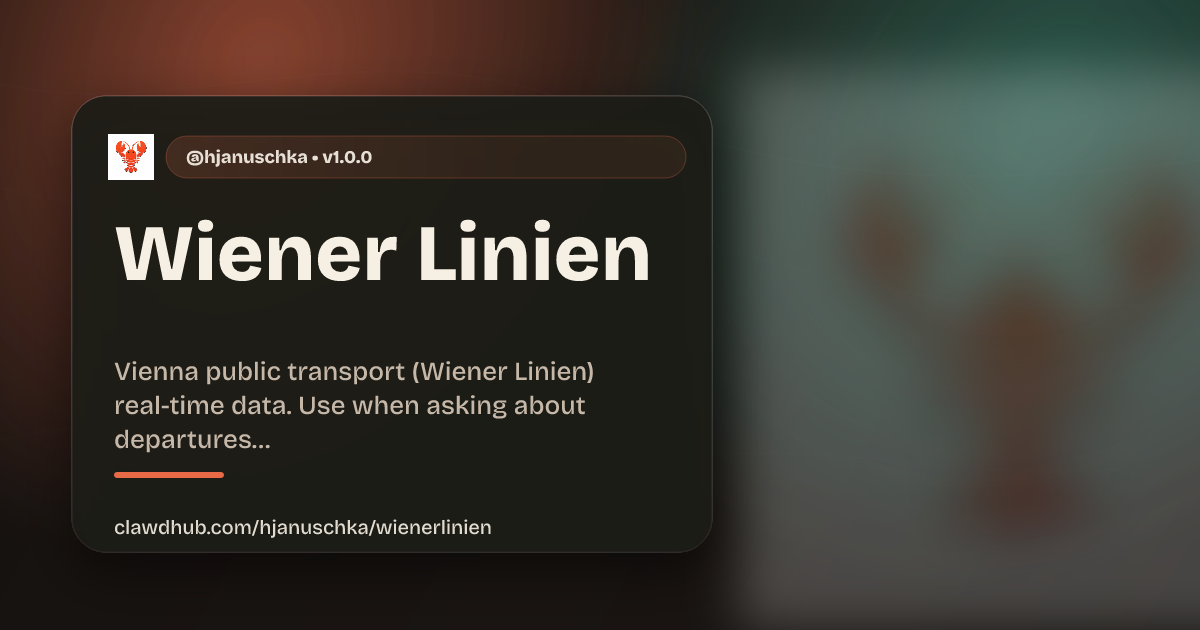 ClawHub 上的 Wiener Linien 技能